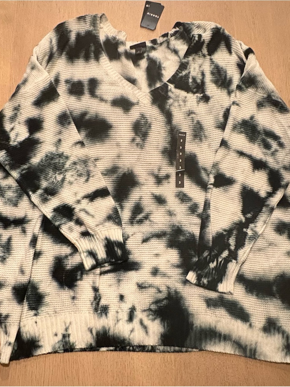 Torrid Blue & White Tie-Dye V-Neck Sweater